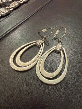 Brighton Elegant Silver-Tone Triple Teardrop Dangle Earrings